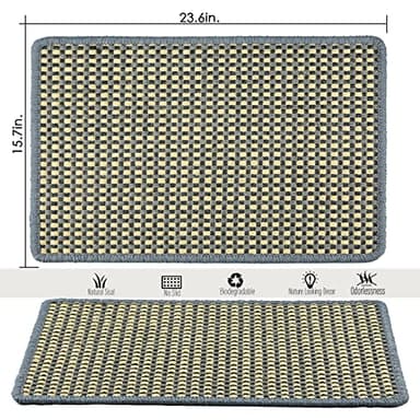 Pethave Cat Scratching Mat,23.6 x 15.7inch Sisal Cat Scratchers for Indoor Cats with Velcro Tapes,Stick on Floor Wall Cat Scratcher,Horizontal Cat Scratcher Protect Carpets and Sofas (Grid Style)… - Image 2
