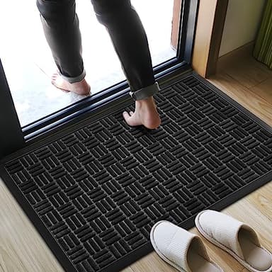 Mibao Front Door Mat, Heavy Duty Durable Welcome Mat for Outdoor Indoor, Dirt Trapper Waterproof Super Absorbent Door Mat for Entryway Outside Patio Porch, 47" x 24", Black - Image 7
