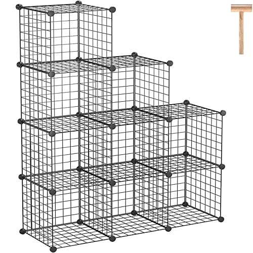 C&AHOME Wire Cube Storage - 9-Cube Organizer, Metal Grids, Modular Bookshelf, Closet Cabinet, Ideal for Home, Living Room, Office - 36.6'L x 12.4'W x 48.4'H Black - Image 1