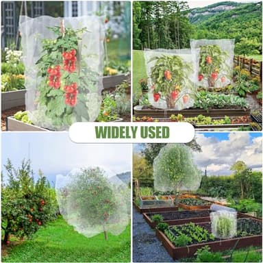 4PCS Bird Netting 6.6x8.2FT Tree Net Mesh Bag with Drawstring Garden Insect Netting Pest Barrier Blueberry Netting Plant Row Cover White Mosquito Net for Fruit/Flower/Vegetables - Image 6