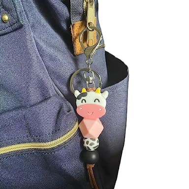 Pink Cow Keychain, Cute Cow Gifts for Women Girls, Cow Key Chain, Cow Handbag Charms Purse Charms, Cow Accessories for Cow Lovers - Image 3