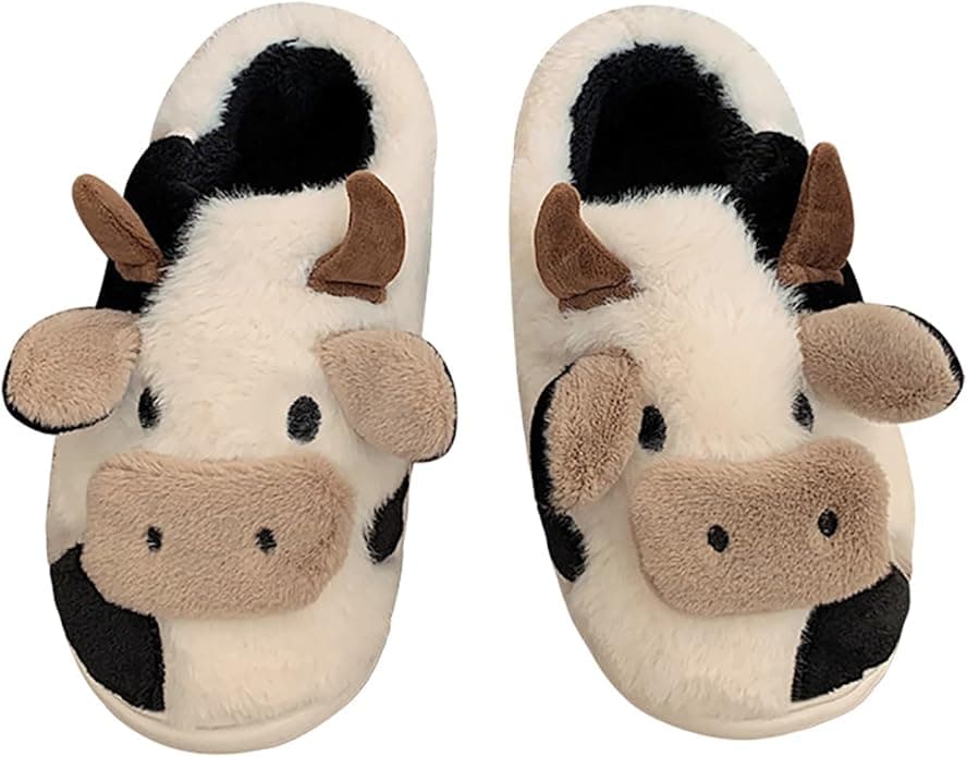 Jerzmy Cute Animal Cow Pig Men Women House Slippers, Comfy Memory Foam Cloudy Soft Slippers Plush Home Shoes for Bedroom Living Room Indoor - Image 1
