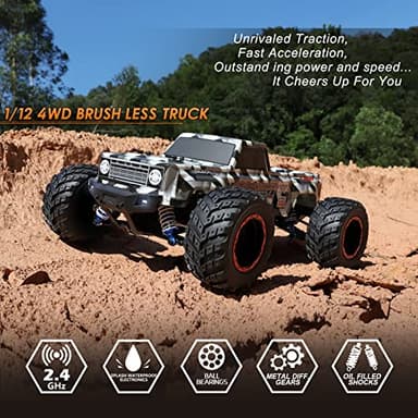 HAIBOXING 1/12 Scale Brushless RC Cars 903A, 4X4 Off-Road RC Monster Truck with Fast Remote Control of 55KM/H Top Speed, Hobby Grade RTR RC Vehicles All Terrain for Adults, Boys - Image 2