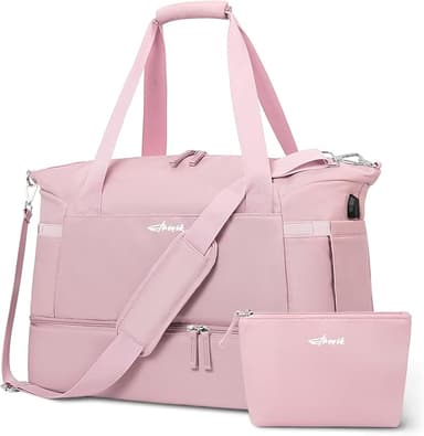 ETRONIK Gym Bag for Women, Personal Item Travel Bag with Shoes Compartment, Weekender Overnight Duffel Bag with Wet Pocket & USB Charging Port, Carry On Bag for Women, Travel, Gym, Weekend - Image 1