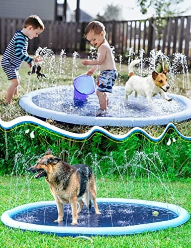 Jasonwell Splash Pad Sprinkler for Kids Splash Play Mat Outdoor Water Toys Inflatable Splash Pad Baby Toddler Pool Boys Girls Children Outside Backyard Dog Sprinkler Pool Age 1 2 3 4 5 6 7 8 9 3XL - Image 4