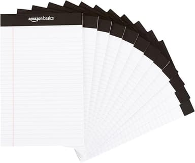 Amazon Basics Narrow Ruled Lined Writing Note Pad, 5 inch x 8 inch, White, 12 Count (12 Pack of 50 pages - Image 1