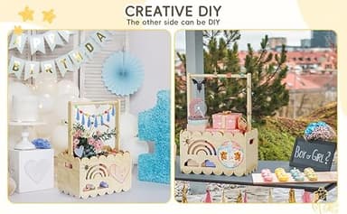 BPMFDTNL Wooden Baby Shower Crate Closet, Wooden Baby Shower Crate Closet, Boys and Girls for Baby shower wooden basket Gifts, Welcome Baby Gifts, Suitable for Pregnancy Glfts for New Parent - Image 6