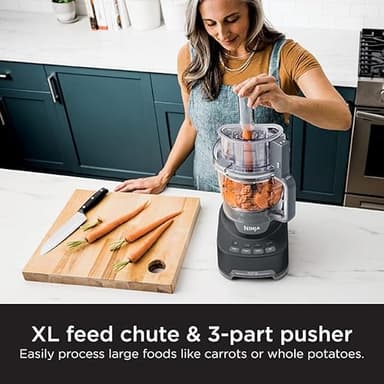 Ninja NF705BRN Professional XL Food Processor, Storage Box, 1200 Peak-Watts, 4-in-1, Chopping, Slicing/Shredding, Purees, Dough, 12-Cup Processor Bowl, 2 Blades & 2 Discs, Feed Chute/Pusher, Black - Image 7