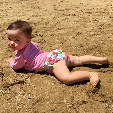 Ruffle Snap Reusable Absorbent Swimsuit Diaper-White Zinnia-18mo - Image 4