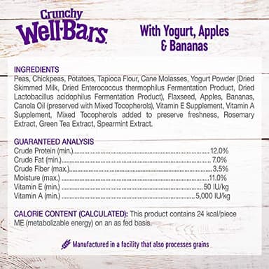 Wellness WellBars Dog Treats, Natural, Training Treat, Grain Free, Crunchy Yogurt, Apples & Banana (45 Ounce Bag) - Image 6