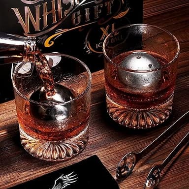 Whiskey Balls Reusable 55mm, Bourbon Gifts for Men Stocking Stuffers, Whiskey Ice Stones with Tongs, for Dad Who Has Everything, Anniversary Birthday Gifts for Boyfriend Grandpa Him Husband from Wife - Image 3
