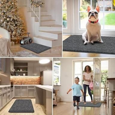 Mibao Front Door Mat Entrance, Non-Slip Absorbent Waterproof Welcome Doormat with TPR Backing, Dirt Trapping Entrance Inside Floor Mats for Entryway Washable Low-Profile, 29.5" x 17", Dark Grey - Image 8