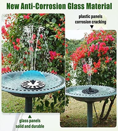 GAIZERL Solar Fountain Bird Bath Fountains Pump Upgraded 100% Glass Panel, Solar Powered Water Fountain with 8 Nozzle & 4 Fixer for Garden, Pond, Pool, Patio, Outdoor - No Battery Needed - Image 4