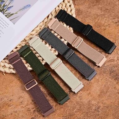 ANNEFIT Stretchy Nylon Watch Band for Men Women, Adjustable Elastic Watch Straps with Quick Release, Replacement Wristband 20mm with Black Buckle (Black) - Image 7