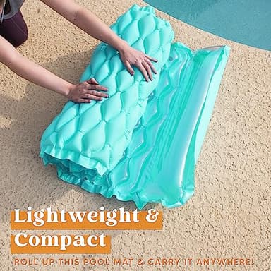 Sloosh Inflatable Pool Floats Raft,Floating Lounge for Adults,64x32 inch Swimming Mat Pool Mattress with Headrest,3 Pack Float Air Mat for Summer Water Beach Fun(Blue/Pink/Yellow) - Image 4