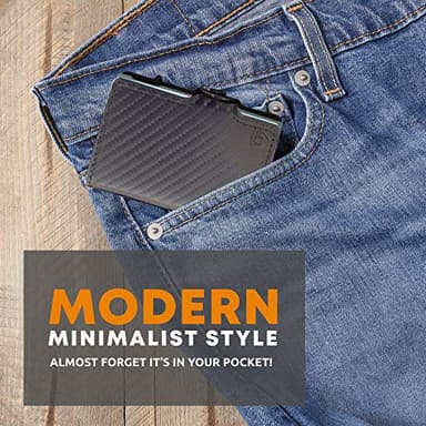 Card Blocr Pop Up Credit Card Wallet, RFID Blocking Credit Card Holder for men, Compact Card Holder Wallet for Secure Storage (Carbon Fiber Style Black & Titanium) - Image 6