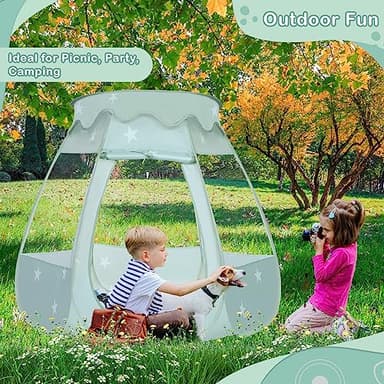 Wilhunter Baby Ball Pit for Toddler with 50 Balls, Kids Pop Up Play Tent for Girls, Princess Toys Gifts for Children Indoor & Outdoor Playhouse (Celadon: Gray/White/Babyblue, 109x90cm/50 Balls) - Image 5