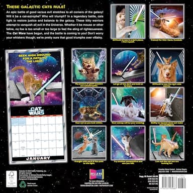 Cat Wars 2025 Wall Calendar, 16-Month Humor & Comic Calendar, 12" x 12" - Image 2