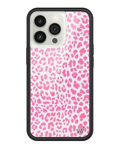 Wildflower Cases - Pink Meow Case, Compatible with Apple iPhone 13 Pro | Pink, White, Animal Print, Cheetah, Trendy - Protective Black Bumper, 4ft Drop Test Certified, Women Owned Small Business - Image 1