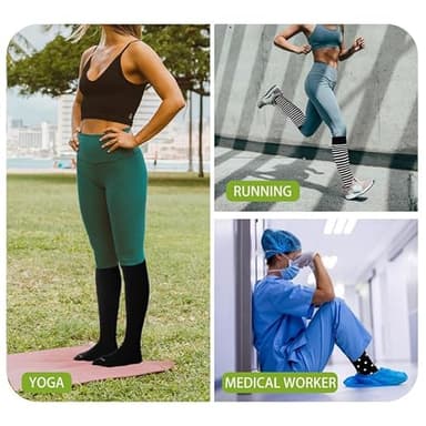 LEVSOX Viscose Made from Bamboo Compression Socks for Women&Men 20-30 mmHg Knee High Fun Cute Graduated Support Socks for Nurses, Pregnant Women, Travel and Flight, Medical, Black, Stripe, Polka Dots - Image 7