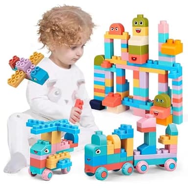 Soft Block Sets for Toddler Aged 2 3 4 5 6 Years Old.Preschool Toy for Early Childhood Education and I-Interactive.Toddler Block Toys with 101 Pieces and Storage Bag.Gift Ideas for Kids Age 18+ mouths - Image 1