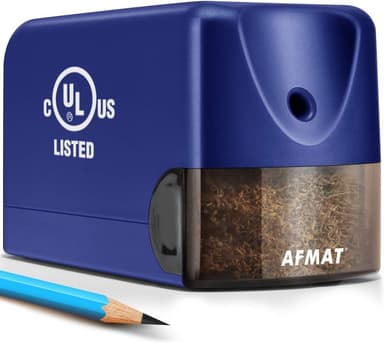 AFMAT Electric Pencil Sharpener, Heavy Duty Colored Pencil Sharpeners for Classroom, Home, UL Listed Pencil Sharpener for 6.5-8mm No.2/Colored Pencils, 10000+ Sharpenings, Blue PS28 - Image 2