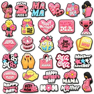 Mom Shoe Charms for Croc, Mother's Day Shoe Decoration for Shoes Bracelet Wristband Clog Sandals Birthday Party Favors - Image 1