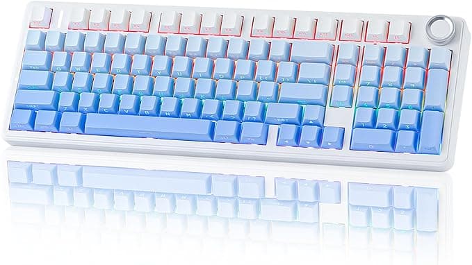 EPOMAKER X Aula F99 PRO Wireless Gaming Keyboard with 8000mAh Battery, Hot Swappable Creamy Keyboard, 2.4GHz/Type-C/BT5.0, NKRO, RGB Backlit for Win/Mac/Gaming (Blue Gradient