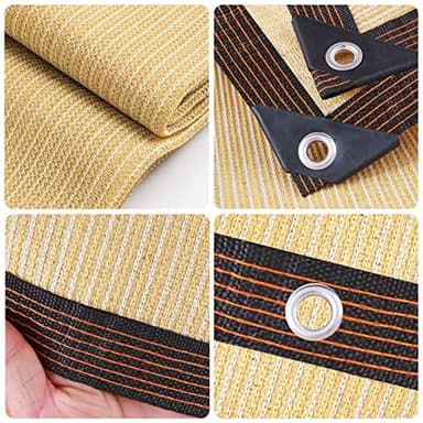 Shade Cloth - Pergola Sun Shade 90% Outdoor Shade Fabric with Grommets for Pergola Cover Patio Gazebo Deck Garden Porch Wheat(6 * 12FT) - Image 7