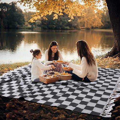 Large Picnic Blanket Outdoor Law Park Grass Patio Mat Manta Para Soft Car Travel Essentials Road Trip Summer Vacation Stuff Outside Accessories Roadtrip Camping Gear Rv Must Haves Glamping Tent Gadget - Image 1