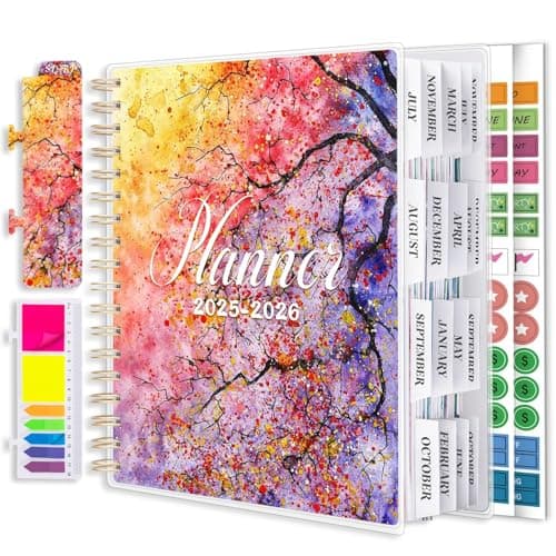 Planner 2025-2026, Large 18 Months Academic Daily Weekly Monthly Planner Yearly Agenda July. 2025–Dec. 2026, 7.9" x 9.8", Page Tabs, Separator Page, Pocket Folder, Bookmark, Stickers, Sticky Note Set - Image 1