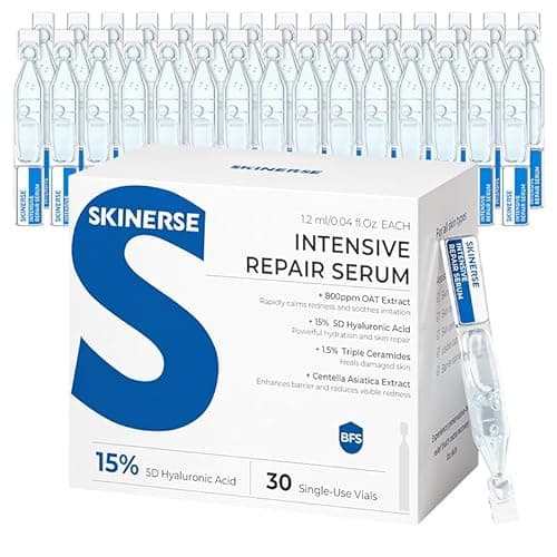 SKINERSE Intensive Repair Serum, 15%Hyaluronic Acid for Sensitive Skin Anti Aging Ultra Hydrating Serum for Face Calming Barrier Repair Redness Relief with Ceramides Centella 30Vials Daily Travel Care - Image 1