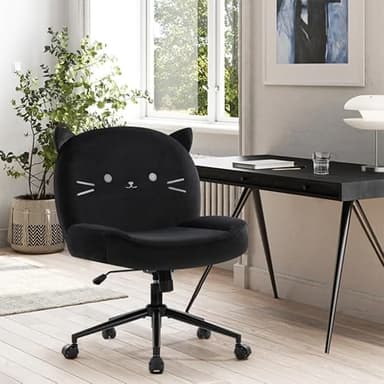 IWMH Armless Office Desk Chair with Wheels,Ergonomic Criss Cross Legged Computer Chair with Fabric Padded, Height Adjustable Wide Seat Vanity Chairs,Mid Back Task Chair for Home, Bedroom (Black) - Image 7