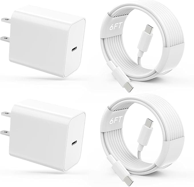 iPhone 17 16 15 Charger Fast Charging Type C Chargers USB C Charger Block iPhone 17 Chargers with 2 Pack 6FT Cable for iPhone 17/17 Plus/17 Pro Max/16/16 Plus/16 Pro Max/15/15 Pro Max/iPad Pro/Samsung - Image 1