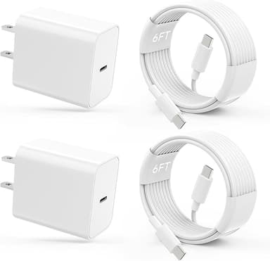 iPhone 17 16 15 Charger Fast Charging Type C Chargers USB C Charger Block iPhone 17 Chargers with 2 Pack 6FT Cable for iPhone 17/17 Plus/17 Pro Max/16/16 Plus/16 Pro Max/15/15 Pro Max/iPad Pro/Samsung - Image 1