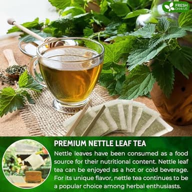 FreshDrinkUS, Premium 135 Nettle Leaf Tea Bags, 100% Natural & Pure, Stinging Nettle Leaf Tea, Nettle Leaf Tea, Burn Nettle, Stinging Nettle, Nettle Tea, Stinger Tea, No Sugar/ Caffeine & Gluten, Vegan - Image 9