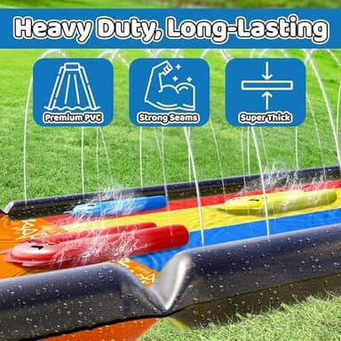 JAMBO 25Ft Premium XXL Slip Splash and Slide with 3 Bodyboards, Heavy Duty Water Slide- Advanced 3-Way Sprinkler System, Splash Mat Splash Pad Backyard Waterslide Outdoor Water Toys n Slides for Kids - Image 7