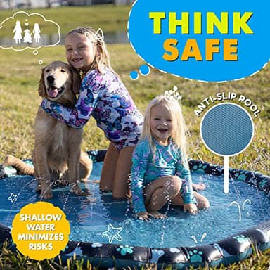 SplashEZ Non Slip Splash Pad for Kids & Dogs, 69’’ Extra Large Splash Pad Sprinkler for Kids, Dog Water Summer Toys - Great Outdoor Toys for Toddlers 1-3 & Children Ages 4-8, Baby Pool for Backyard - Image 3