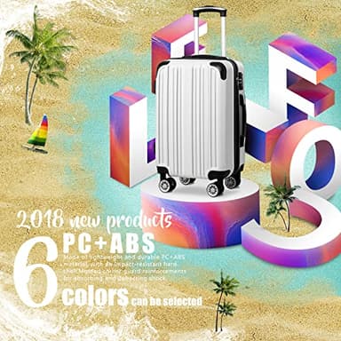 Coolife Luggage Expandable(only 28") Suitcase PC+ABS Spinner 20in 24in 28in Carry on (white grid new, S(20in)_carry on) - Image 2