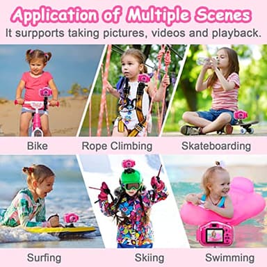 Agoigo Kids Waterproof Camera - Children Underwater HD Video Digital Camcorder, Portable Travel Toy for Toddler - Ideal Christmas Birthday Gifts for Boys Girls Age 3-12 with 32GB Card (Rose Red) - Image 5