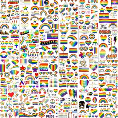 24 Sheets Pride Tattoos Temporary, Bulk Temp LGBT Rainbow Gay Pride Face Tattoos Sticker, Rainbow Flag Temporary Tattoos for Women Men Adult, Pride Equality Parades Celebration Rave Party Accessories - Image 7
