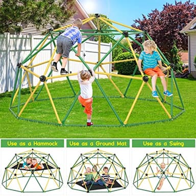 GIKPAL Climbing Dome, 10FT Dome Climber with Hammock for Kids 3 to 10 Outdoor Play Equipment, Supports up to 1000lbs Jungle Gym, Anti-Rust, Easy Assembly, Yellow+Green - Image 4