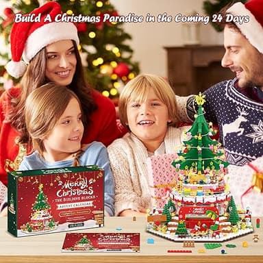 Advent Calendar 2025 Christmas Tree Paradise Building Toy Set with LED Light, 24 Boxes Surprise Christmas Countdown Calendar Building Blocks Display, Creative Gifts for Adults Teens Girls Ages 6+ - Image 2