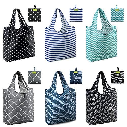 BeeGreen Grocery Bags | Reusable Gift Bags, Large Tote for Women & Foldable Beach Bag - 6 Pack Reusable Bag With Handles | Collapsible Cute Cloth Storage for Market, Holiday & Shopping | Washable​ - Image 1
