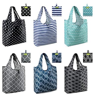 BeeGreen Grocery Bags | Reusable Gift Bags, Large Tote for Women & Foldable Beach Bag - 6 Pack Reusable Bag With Handles | Collapsible Cute Cloth Storage for Market, Holiday & Shopping | Washable​ - Image 1