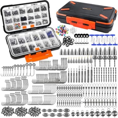 PLUSINNO 264/397pcs Fishing Accessories Kit, Organized Fishing Tackle Box with Tackle Included, Fishing Hooks, Fishing Weights Sinkers, Swivels, Beads, Fishing Gear Set Equipment for Bass Trout - Image 7
