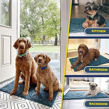 Muddy Mat® Shown on TV–Super Absorbent Microfiber Dog Door Mat for Muddy Paws, Non-Slip Washable Pet Rug, Quick Dry Chenille Entryway Carpet, Machine Washable Indoor Outdoor mat–Atlantic Blue 35"x24" - Image 7
