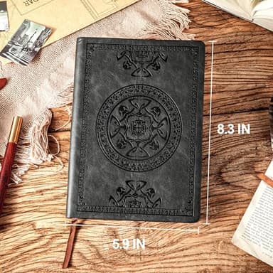 CAGIE Lined Journal for Men Soft Cover Notebook Leather Journals for Writing, 180 Lay Flat Vintage Mens Journal Personal Diary, 5.7'' X 8.3'', Black - Image 4