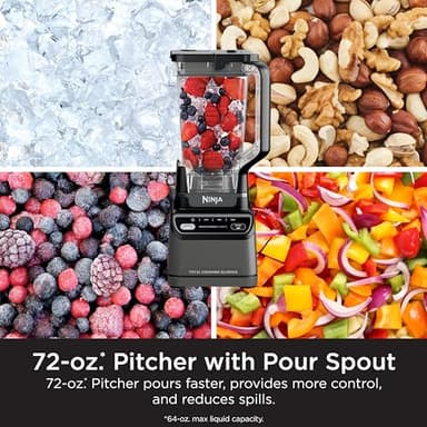 Ninja BR201AMZ Professional Blender 2.0, 1200 Watts, Auto-iQ Program, Total Crushing Blades, 72-oz. Pitcher, 4 Manual Speeds for Smoothies, Shakes, and Frozen Drinks, Dishwasher-Safe Parts, Dark Grey - Image 6