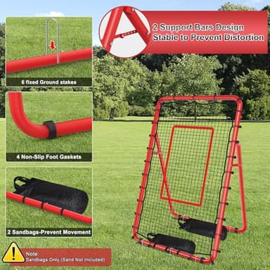 TomCare 7x4FT Volleyball Rebounder Net Bounce Back Training Equipment with 5 Adjustable Angles Volleyball Practice Net for Bumping & Spiking Portable & Steady Indoor Outdoor Rebound with Sandbags - Image 4
